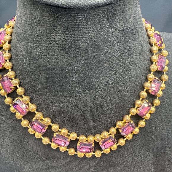 Art Deco amethyst glass necklace - Picture 8 of 14